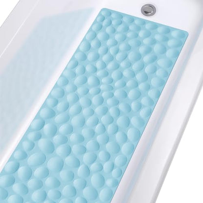 Non-Slip Bathtub Mat OTHWAY Soft Rubber Bathroom Bathmat with Strong Suction Cups (Lake Blue, 16x40 inch) - color: Lake Blue, size: 40" x 16" (Rectangular)