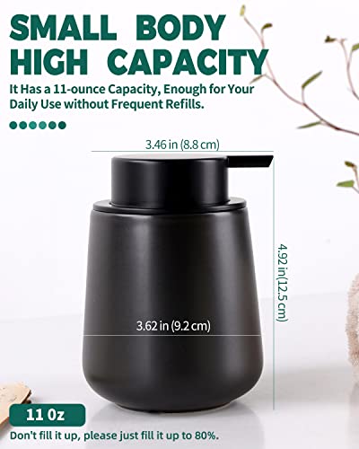 BosilunLife Ceramic Soap Dispenser - Dish Soap Dispenser for Bathroom 12Oz | Refillable Liquid Hand Wash Dispenser for Essential Oil, Lotion Soap, Black - color: Matte Black