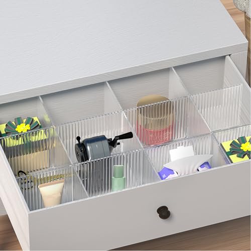 Onerbuy 8pcs Adjustable Grid Drawer Dividers DIY Plastic Closet Separator Tidy Organizer Container 32.5 * 7cm/ 12.8 * 2.8inch for Underwear Socks Belt Office Supplies(Transparent White) - color: Transparent White