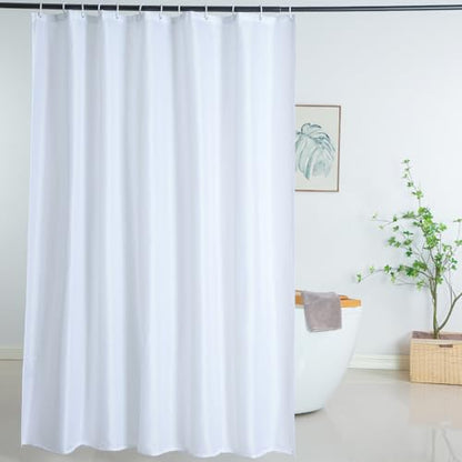 Shower Curtain Liner 76 Inches Long, Heavy Duty Water Repellent Polyester Bathroom Fabric Shower Curtains for Spa and Hotel Quality, Machine Washable, 72 x 76 Inch - color: White, size: 72"W x 76"L (Pack of 1)