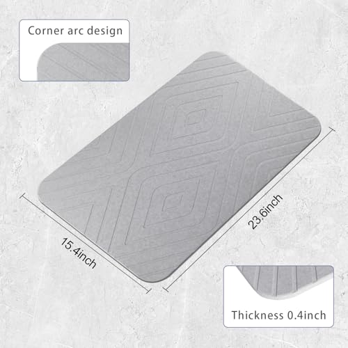 Stone Bath Mat, 2 Pack Diatomaceous Earth Shower Mat, Non-Slip Super Absorbent Quick Drying Bathroom Floor Mat, 24x15, Light Grey - color: Light Grey