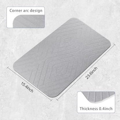 Stone Bath Mat, 2 Pack Diatomaceous Earth Shower Mat, Non-Slip Super Absorbent Quick Drying Bathroom Floor Mat, 24x15, Light Grey - color: Light Grey