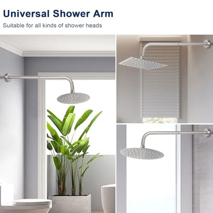NearMoon Shower Arm, Extra Extension Arm with Flange, Stainless Steel Wall-Mounted Showerhead Extender Pipe (24 Inch, Brushed Nickel) - color: Brushed Nickel, style: 24 Inch