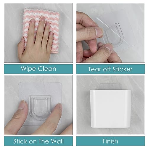 Multipurpose Wall Mount Toothbrush Holder, Self Adhesive Toothbrush Storage Organizer for Shower, Toothbrush Hanger for Toothpaste, Comb, Facial Cleanser (White)