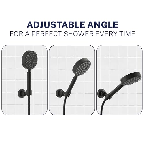 HammerHead Showers Solid Metal Handheld Showerhead Holder Wall Mount, Adjustable Screw-Mounted Pivot Ball, Shower Hose Holder, Fits Most Handheld Showerheads, Matte Black - style: Matte Black