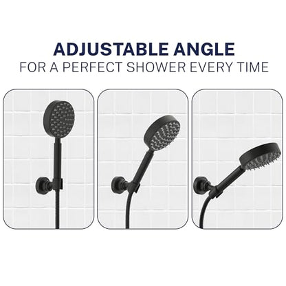 HammerHead Showers Solid Metal Handheld Showerhead Holder Wall Mount, Adjustable Screw-Mounted Pivot Ball, Shower Hose Holder, Fits Most Handheld Showerheads, Matte Black - style: Matte Black