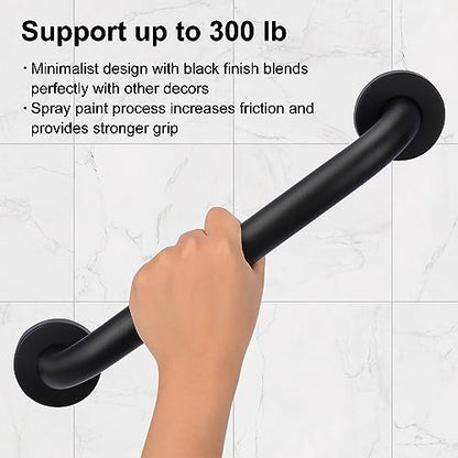 supregear Grab Bars for Bathroom, 32 Inch Length Black Shower Safety Grab Bar, 1 Inch Diameter 201 Stainless Steel Anti-Slip Handle for Senior, Elderly, Handicap - size: 32 inch