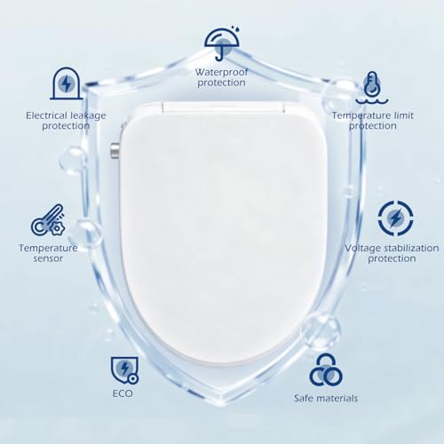 Bidet Toilet Seat Elongated Electric Heated Seat Warm Water Air Dryer | Self-Clean Nozzle, Night Light, Soft Closed Toilet Lid, Feminine & Front Rear Wash, Wireless Remote - color: Cotton White