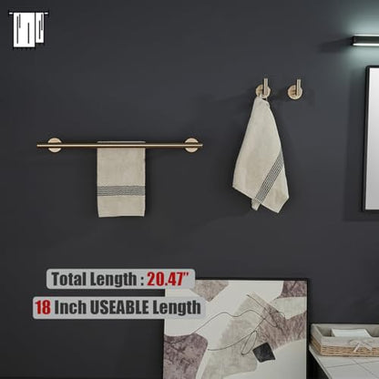 JQK Double Towel Bar Champagne Bronze, 20.5 Inch 304 Stainless Steel Thicken 0.8mm Towel Rack Bathroom, Towel Holder Wall Mount, Useable Length 18 Inch, TB100L18-CB - color: Champagne Bronze, size: 20.5 Inch