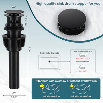 Bathroom Faucets Black and Gold Waterfall Bathroom Sink Faucet | with Pop-up Drain Supply Hoses and Deck,Single Handle Vanity Faucet,Stainless Steel,1 or 3 Hole,RV,Farmhouse Bathrooms - color: B-Black and Gold, style: Short
