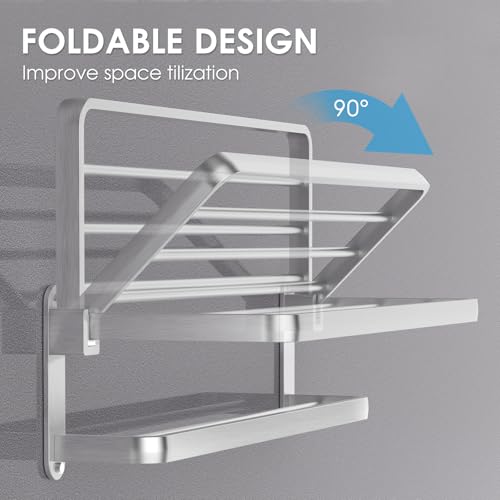 BOZWELL Bathroom Lavatory Towel Rack with Two Towel Bars,Brushed Satin Nickel 24-Inch Towel Shelf with Towel Bar,Towel Holder 1011-BSN-60 (Brushed Satin Nickel Finish) - color: Brushed Satin Nickel, size: 24 inch (60 cm)