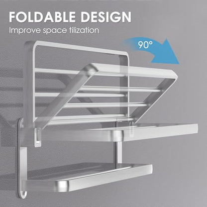 BOZWELL Bathroom Lavatory Towel Rack with Two Towel Bars,Brushed Satin Nickel 20-Inch Towel Shelf with Towel Bar,Towel Holder 1011-BSN-50 (Brushed Satin Nickel Finish) - color: Brushed Satin Nickel, size: 20 inch (50 cm)