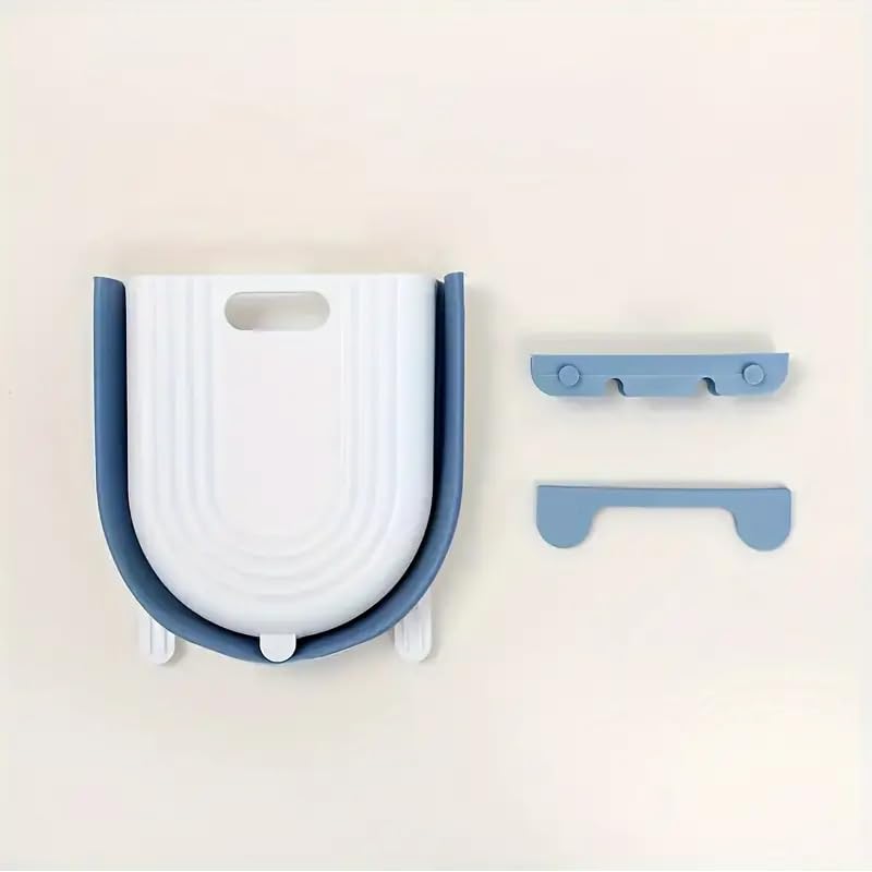 1pc Hanging Trash Can with Cabinet Hook, Plastic Foldable Collapsible Waste Bin, Small Wall Mounted Garbage Bin for Kitchen Cabinet Door - Blue - color: Blue