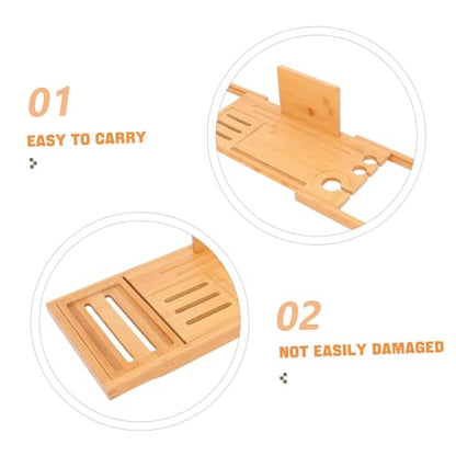 Cabilock Bathtub Tray Board Expandable Design Bath Tub Table for Bathroom Bamboo Spa Tray