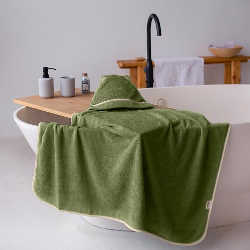 Premium Toddler Towels with Hood - Extra Soft Rayon from Bamboo Toddler Bath Towel (Olive) - color: Olive