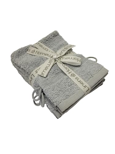 High Rise Stripe 6 Pack 6 x 8.5 Wash Mitt Set, Low Twist, Highly Absorbent, Gentle Hand and Face Cloth, European Style with Loop, Grey - color: Grey