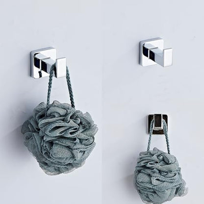 Chrome Bathroom Hardware Set 4 Pieces,Towel Bar Set Stainless Steel Wall Mounted, Includes 16In Hand Towel Bar, Towel Ring, Robe Towel Hooks,Toilet Paper Holder, Bathroom Towel Rack Set - color: Chrome, size: 16Inch