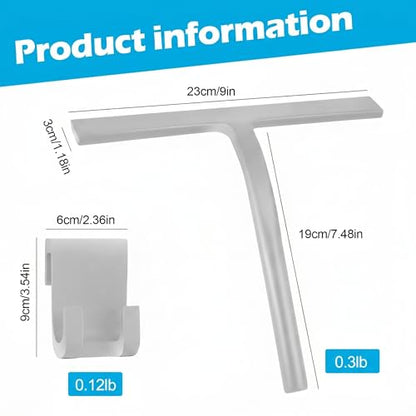 Shower Squeegee for Glass Doors, Mirror Window Tile Scrubber Cleaner with Hook Silicone (Gray) - color: Gray