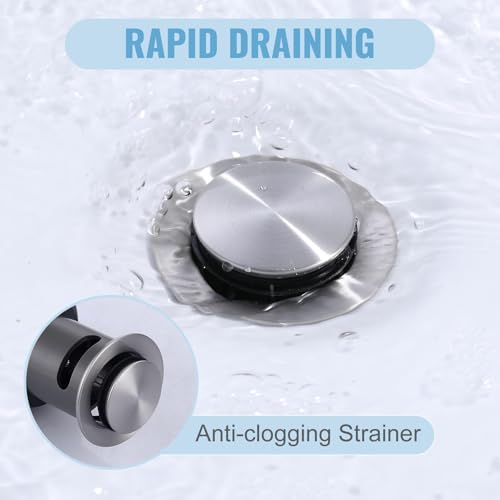 Bathroom Sink Drain with Overflow Vessel Sink Stopper,Pop Up Drain for Bathroom Sink Pop Up Drain Stopper for Hair Catcher,Brushed Nickel - color: Brushed Nickel, style: With Overflow