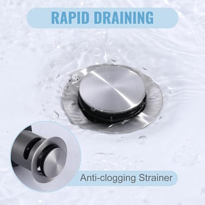 Bathroom Sink Drain with Overflow Vessel Sink Stopper,Pop Up Drain for Bathroom Sink Pop Up Drain Stopper for Hair Catcher,Brushed Nickel - color: Brushed Nickel, style: With Overflow