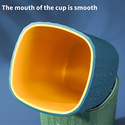 Tumbler Cup Toothbrush Cup 300ml, Unforgettable Bathroom Toothbrush Holder Mouthwash Cup, Toothbrush Storage Box, Eco-Friendly Plastic Drink Cup, 3PCS (3 Colors) (Blue & Fuchsia & Green)