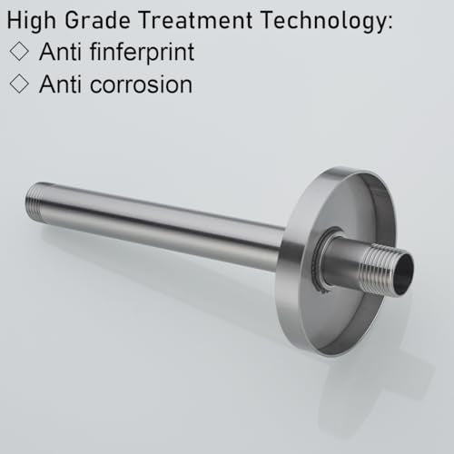 RANDOM Straight Shower Arm with Flange Brushed Nickel 8 Inches Ceiling Mount Shower Head Extension Arm Ceiling-Mounted For Fixed Shower Head.RD-91038-8BN - color: 8″ Brushed Nickel(Round Flange)