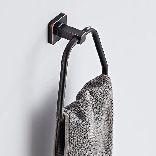 Oil Rubbed Bronze Towel Ring for Bathroom 2 Pack, Kitchen Bath Towel Holder Hangers Wall Mount Heavy Duty Stainless Steel - color: Oil Rubbed Bronze, size: 2 Pack