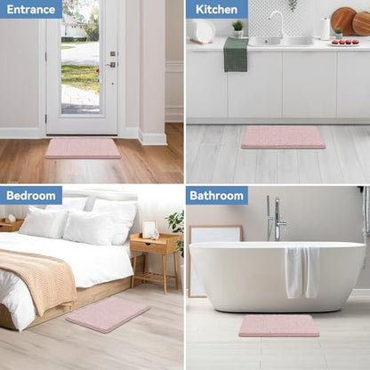 Bcoimo Small Bath Rug Mat,24x17 Chenille Non Slip Pink Bathroom Shower Mat | Extra Soft Bathroom Rugs;Non Slip with Rubber Backing Bath Mats;High Absorbent And Quick Dry Microfiber mat; Machine Washable - color: Light Pink, size: 24x17