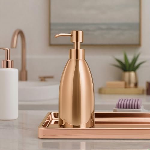 304 Stainless Steel Soap Dispenser 16oz Rust-Proof Liquid Soap Pump Bottle for Kitchen or Bathroom Countertop Hand Dish Lotion Leak-Proof (Rose Gold) - color: Rose Gold