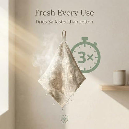 Linen Exfoliating Washcloth for Face - 4-Pack - 100% Flax Linen Washcloths - 12x12-inch Small Exfoliating Towel - Natural Face Towel Wash Cloth - size: 12x12 Inch Washcloths (Pack of 4)