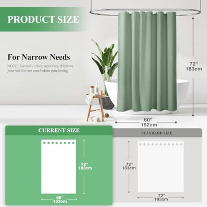 Stall Waffle Shower Curtain 256 GSM Heavy Fabric 60x72 Sage Green | 60 Inch Wide, Thick Cloth, Weighted Hem, Water Repellent, Hotel Luxury Polyester Shower Curtain Set for Bathroom 10 Hooks - color: A. Sage Green, size: 60"W x 72"L (Pack of 1)