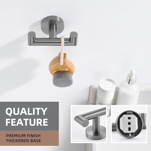Angle Simple Double Towel Hook, SUS304 Stainless Steel Bathroom Robe Hook for Wall, Hand Towel Holder, Gunmetal Gray - color: Gunmetal Gray, size: 1 Pack