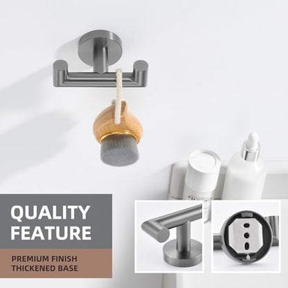 Angle Simple Double Towel Hook, SUS304 Stainless Steel Bathroom Robe Hook for Wall, Hand Towel Holder, Gunmetal Gray - color: Gunmetal Gray, size: 1 Pack