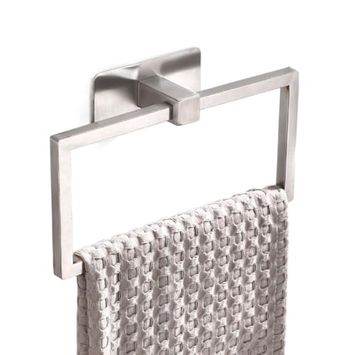 Stainless Steel Towel Ring Nordic Square Towel Holder for Bathroom Wall Mounted(Silver) - color: Silver