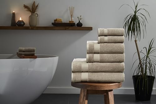 Ozdilek 6-Piece Bath Towel Set, 2 Bath, 2 Hand, 2 Wash, 100% Cotton Turkish Towels, 2 Bath Towels (30x60/550 GSM), 2 Hand Towels (16x30/575 GSM), 2 Washcloths (13x13/600 GSM) (Seahorse Beige) - color: Seahorse