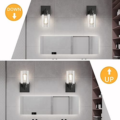 Plug in Wall Sconces, 2 Pack Wall Lamp, Rustic Plug in Wall Light Sconces, Sconces Wall Lighting, E26 Modern Wall Light Fixtures - color: Black, size: 1-Light
