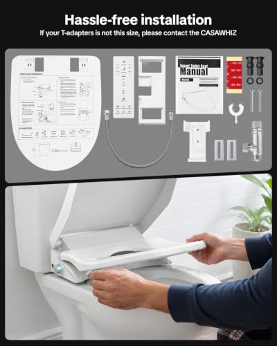 Bidet Toilet Seat in Elongated White – 4 Cleaning Modes | Bidet with Dryer Heated, Warm Water, Automatic Odor Removal, Remote Control | Smart Toilet Seat with Night Light for Families