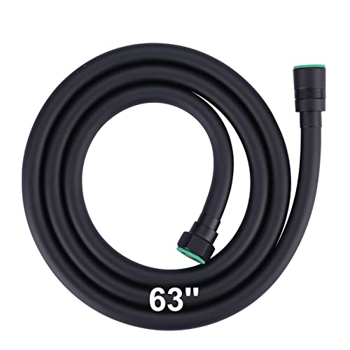 Aleasha Shower Hose, Premium PVC Shower Head Hose Extension for Bathing Toilet Cleaning Dogs Bathing 63 Inches Matte Black Bathroom Handheld Shower Hose - color: Black, size: 63inch