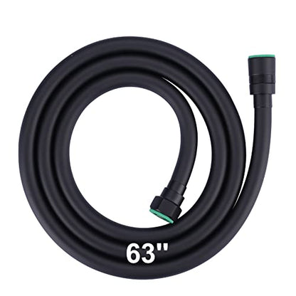 Aleasha Shower Hose, Premium PVC Shower Head Hose Extension for Bathing Toilet Cleaning Dogs Bathing 63 Inches Matte Black Bathroom Handheld Shower Hose - color: Black, size: 63inch