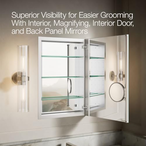 Kohler Verdera 20 in. W x 30 in. H Recessed Medicine Cabinet in Anodized Aluminum - size: 20" W x 30" H, style: Magnifying Mirror + Slow Close