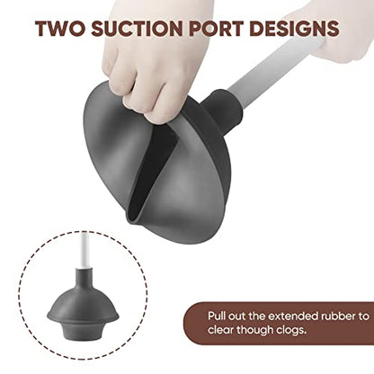 Eyliden Toilet Plunger and Brush Set, 2-in-1 Compact Holder, White | Unclogs Toilets, Deep Cleans Bowls, Nylon Bristles, Rubber Cup, Durable Plastic Caddy, Space-Saver, Bathroom Cleaning Tools - color: White & Grey