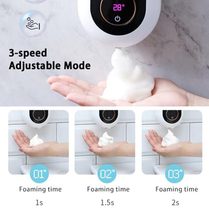 Automatic Soap Dispenser, Smart Foam Soap Dispenser with Temperature Display & Long-Last Battery, 450ML Large Capacity, 3 Modes for Kitchen Sink and Bathroom, Wall-Mounted Hand Soap Dispenser (Blue) - color: Blue