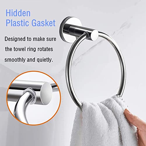 2 Pack Towel Ring, Hand Towel Holder No Drilling Heavy Duty Simple Round Towel Holder Wall Mount Towel Rack (Silver-2) - color: Silver-2