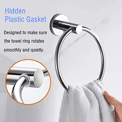 2 Pack Towel Ring, Hand Towel Holder No Drilling Heavy Duty Simple Round Towel Holder Wall Mount Towel Rack (Silver-2) - color: Silver-2