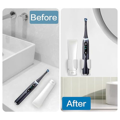 Electric Toothbrush Holder Wall Mount, 304 Stainless Steel Self-Adhesive Bathroom Organizer for Electric Toothbrush, Toothpaste & Face Wash-Space Saving, Waterproof, Holds Up to 10lbs (White 2 Pack) - color: White 2 Pack