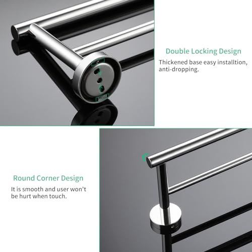 Miyili Double Towel Bar 30-Inch Stainless Steel Bathroom Towel Rack Holder Wall Mount Polished Finish - color: Polished, size: 30-Inch