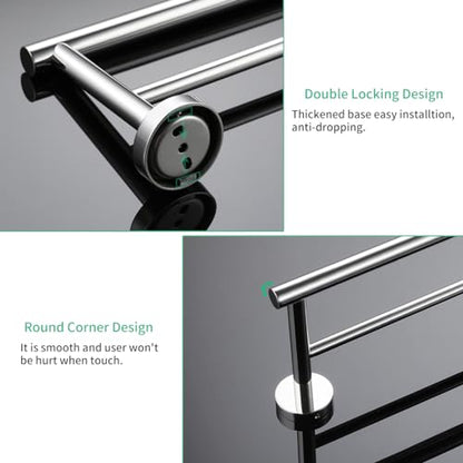 Miyili Double Towel Bar 30-Inch Stainless Steel Bathroom Towel Rack Holder Wall Mount Polished Finish - color: Polished, size: 30-Inch