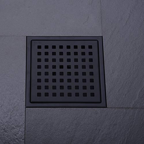 6 inch Stainless Steel Shower Floor Drain with Threaded Adapter, Removable Grid Cover, Black - color: Matte Black