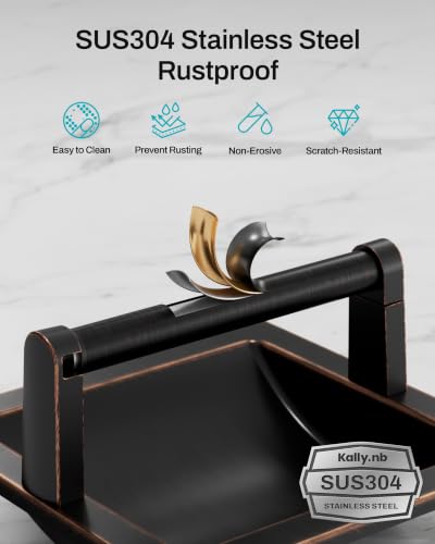 Recessed Toilet Paper Holder Oil-Rubbed Bronze in-Wall, 304 Stainless Steel | Inset Toilet Paper Holder, Spring-Free Pivoting Arm, Space-Saving Flush Mount, Fits Rolls up to 6 in - color: Oil-rubbed Bronze