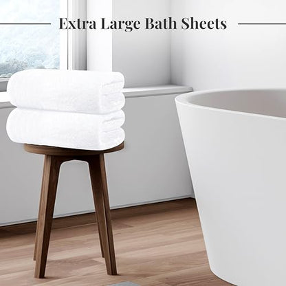 2 Piece Extra Large Bath Sheets 35 x 70 Inches, White | 100% Cotton, Larger & Lighter Weight, Quicker to Dry, Super Soft & Absorbent, Oversized Bath Towels - color: White